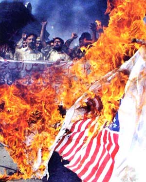 The burning of an American flag in Pakistan